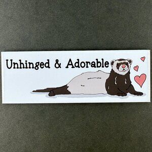 Funny Ferret Magnet "Unhinged & Adorable" Handmade Pet Portrait Art Gift Decor